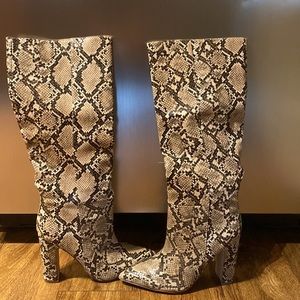 STEVE MADDEN Tan Snakeskin Tall Boot